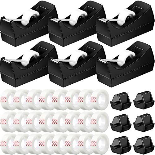 Yahenda 6 Pack Tape Dispenser Desk Bulk with 24 Rolls, Replacement Cores