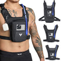 Elite Hydra Running Chest Pack w/ Phone Holder Touch Friendly, Camera Pocket for Men/Women Lightweight Hydration Vest Chest Rig w/ Water Bladder for Marathon, Cycling, ADV Camping, Skiing - size: Small