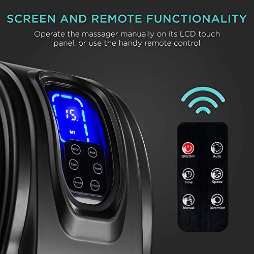 Best Choice Products Shiatsu Foot Massager for Pain Relief, Plantar Fasciitis, Neuropathy, Blood Circulation, Remote Control w/Compact Design - Black - color: Black