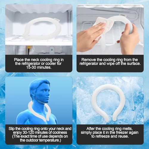 Neck Cooling Tube with Insulated Bag, Reusable PCM Ice Ring, Neck Cooler - color: White