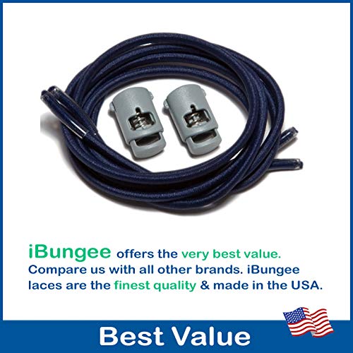 IBUNGEE LACES (Elastic No Tie Shoelaces (Made in the USA) - color: Navy, size: 22-inch