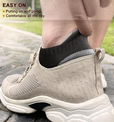 BULLIANT Men Running Ankle Socks 6Pack-Cushioned Support-Low Cut No Show - color: Black3638, size: 5-7