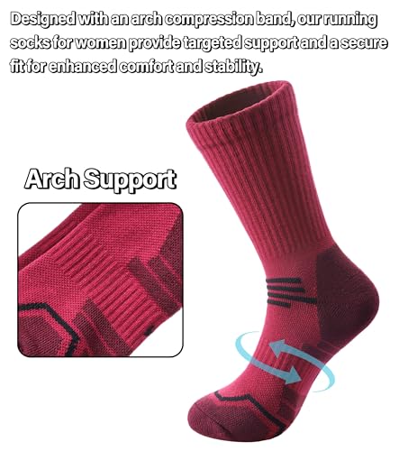 FNOVCO Women's Hiking Walking Running Crew Socks Thick Cushioned Athletic Compression Socks 5 Pairs - color: Multicolor 03, size: 5-8
