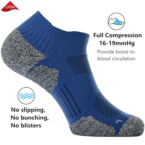 CWVLC Cushioned Athletic Ankle Compression Socks for Women Men 3/6 Pairs - color: 3-pairs Royal, size: Medium