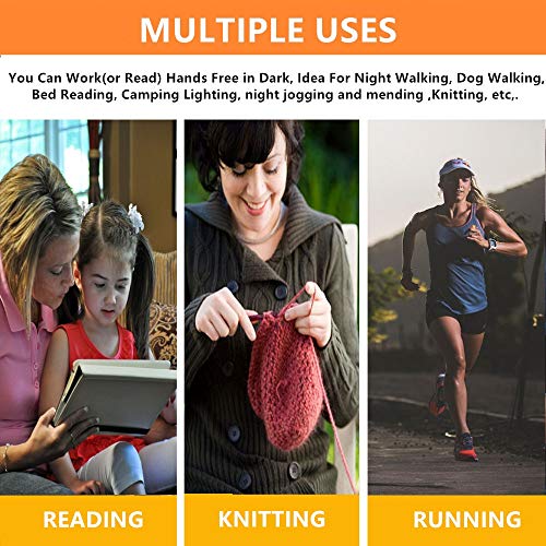 LED Neck Book Light, Reading Light, Rechargeable, Hands Free, 4 Super Bright LED Bulbs, 3 Adjustable Brightness, Best for Reading in Bed, Knitting, Walking, Jogging, Mending