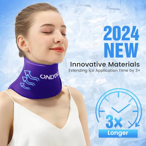 ONLYCARE Neck Ice Pack Wrap Gel - Upgraded Shoulder Ice Packs for Injuries Reusable, Hot and Cold Compress Ice Packs for Neck, Relief of Pain, Swelling, Sprains, Office Pressure - color: Purple