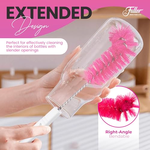 Fuller Brush Bottle Brush – Cleans Narrow Mouth Water Bottles, Travel Mugs, Sports Tumblers, Hydration Flasks, Gym Jugs - Pink