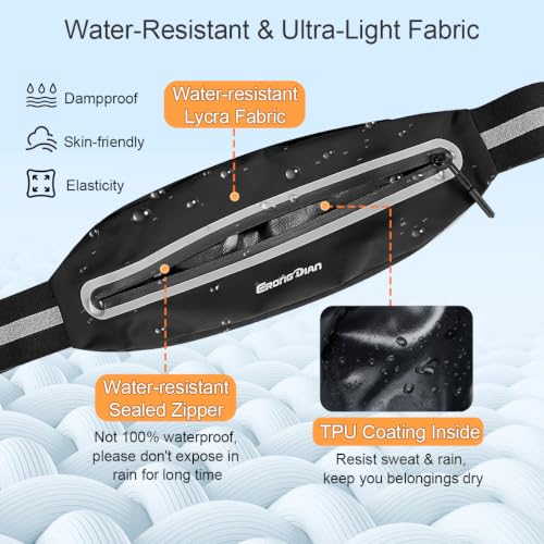 Slim Running Belt, Water Resistant Fanny Pack for Men Women Black - color: 01 - Black