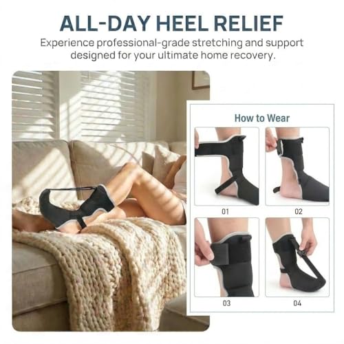 Plantar Fasciitis Night Splint for Women Men, Adjustable Day Night Foot Brace Sock for Sleeping, Achilles Tendonitis & Foot Drop Support, Soft Stretch for Plantar Fascia Heel Pain Relief
