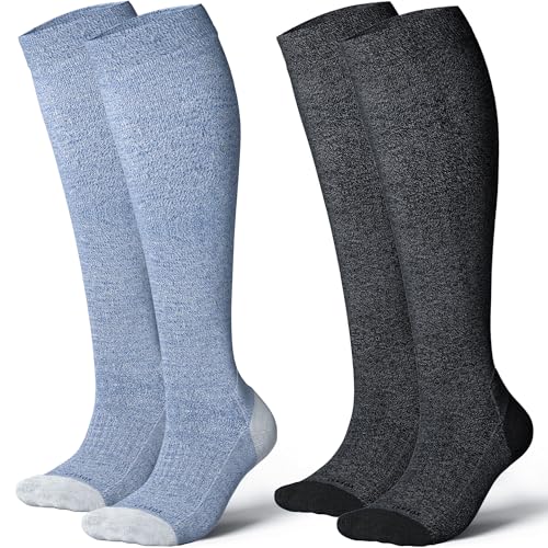 LEVSOX Thicker Bamboo Viscose Compression Socks 20-30 mmHg Cushioned - color: Navy/Grey, size: Medium
