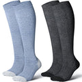 LEVSOX Thicker Bamboo Viscose Compression Socks 20-30 mmHg Cushioned - color: Navy/Grey, size: Large