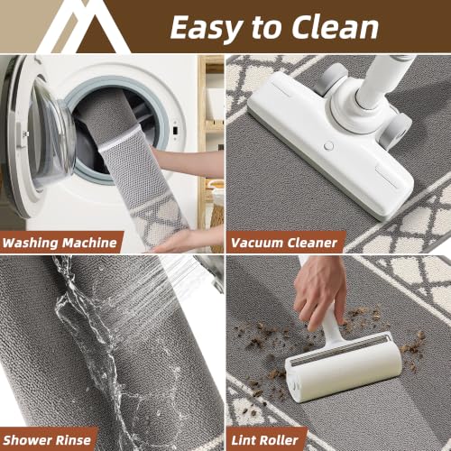 COSY HOMEER Washable Kitchen Rugs Sets of 2 Non-Slip Kitchen Mats,Grey - color: Grey, size: 24"x35" + 24"x60"