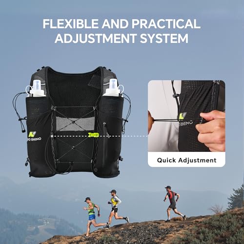 N NEVO RHINO Running Hydration Vest with 2 TPU 500ml Soft Flask - color: black, size: Large