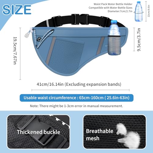SooGree Men Women Sports Running Waist Bag, Waterproof Fanny Packs with Adjustable Belt, Waist Fanny Pack Bag with Water Bottle Holde for Running Hiking Walking Biking - color: GSP8807-Blue