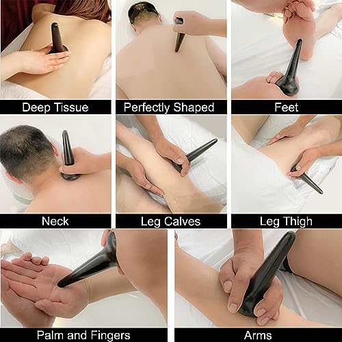 Master Massage TitanGrip Therapeutic Basalt Nail Shape Hot Massage Stone with Trigger Point and Acupressure Tool for Deep Tissue Relaxation and Reflexology Massage (1 Piece)