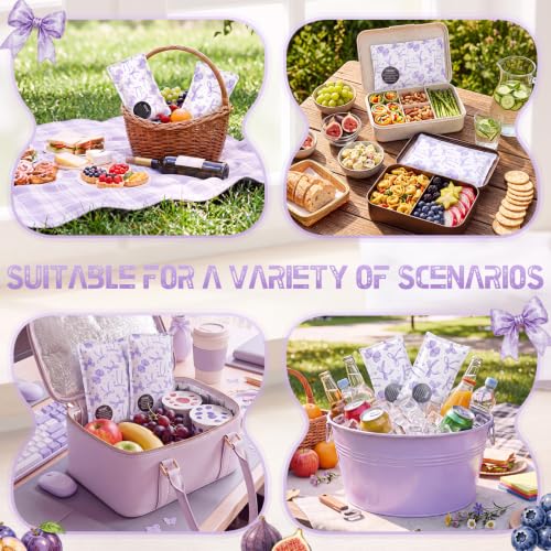 VIHOSE 2 Pcs Ice Packs for Lunch Box Bag - color: Purple, style: Bow