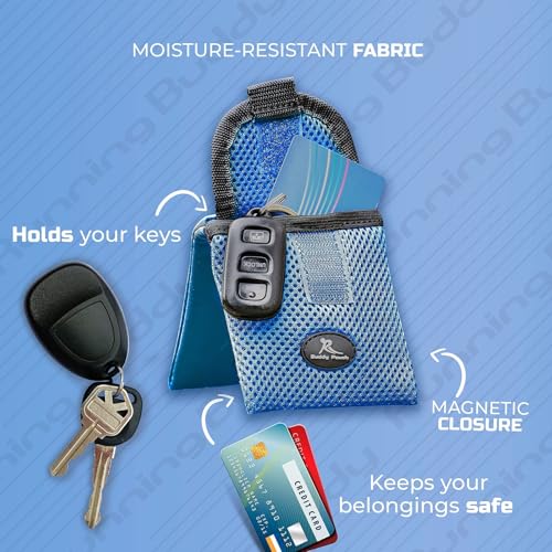 Running Buddy Magnetic Pouch Beltless Workout Pouch No Bounce - color: Blue, size: Mini (3.75 in x 4 in)