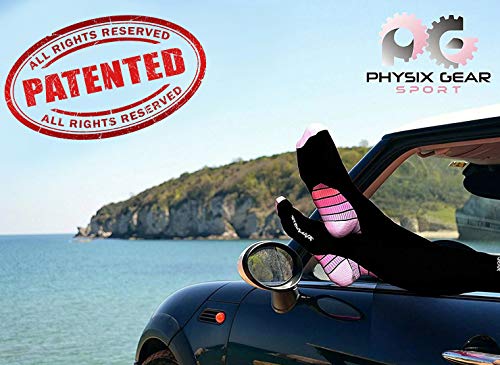Physix Gear Compression Socks 20-30 mmHg - Men & Women - Running, Nurses, Shin Splints, Flight, Travel - color: Black/Pink, size: XX-Large