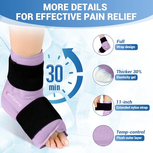 Comfytemp Ankle Foot Ice Pack Wrap, Ice Boot Gout Heel Ice Pack, Reusable - color: Purple 70, size: Large