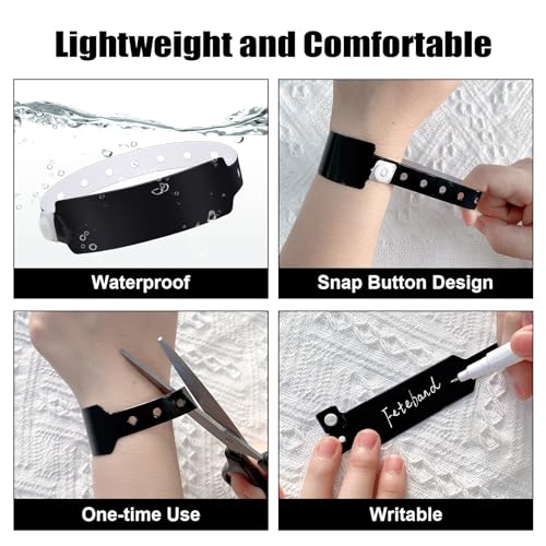 100pcs Vinyl Wristbands, Disposable Waterproof Wristbands(Color : Black) - color: Black