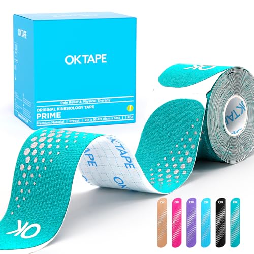 OK TAPE Synthetic Precut Kinesiology Tape for Protection, 2inx16.4ft 20PCS - color: Blue and Green, size: 1 Rolls