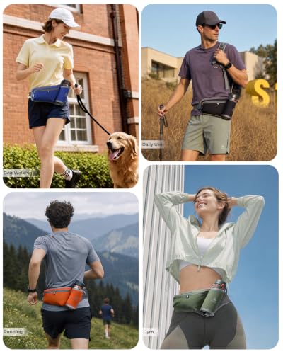 Fanny Pack with Water Bottle Holder, RFID Blocking Running Belt Bag - color: Blue