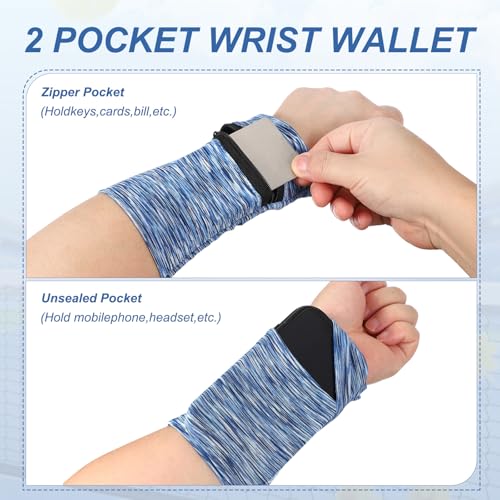 Wrist Pouch Wrist Wallet Wristband with Zipper Sports Sweatbands - color: Pink