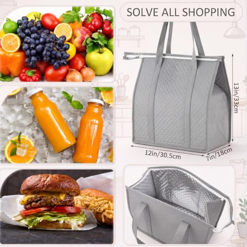 10 Pack Large 18L Insulated Grocery Bag Bulk Zippered, Light Gray - color: Light Gray