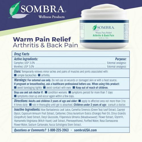 Sombra Warm Pain Relief 4 oz Jar for Arthritis, Back Pain & Pre-Exercise - size: 4.1 Ounce (Pack of 1)