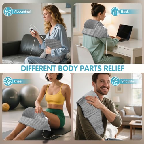 COCOBELA Heating Pad for Back, 12x24 Pad+20" Belt, Gray, Men & Women Gift - color: Gray