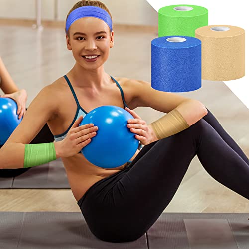 Nuanchu 24 Rolls Prewrap Athletic Tape, 2.75 in x 30 yd, 12 Colors - color: Rose Red, Lime Green,blue,yellow