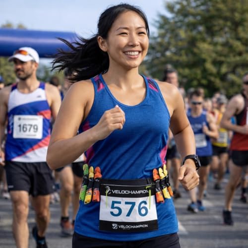 VeloChampion Triathlon Race Number Running Gel Belt, 2 Toggles, 1 Pack - style: 2 Toggle Belt