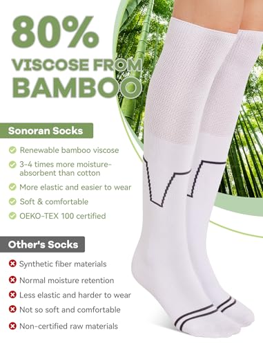 SONORAN Walking Boot Socks Bamboo Viscose (2 Pairs) Lightweight Replacement Sock Liner for Medical Tube Cast Socks - color: White