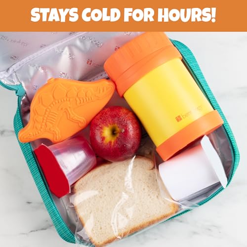Kids Hard Ice Packs 3 Pack, Slim Reusable Freezer Packs for Lunch Boxes - color: Dinosaur