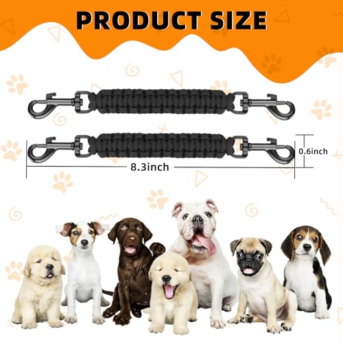 YUEPET 2 Pack Dog Collar Safety Clips, Handwoven Double-Ended Backup Clips - color: Deep Black*2