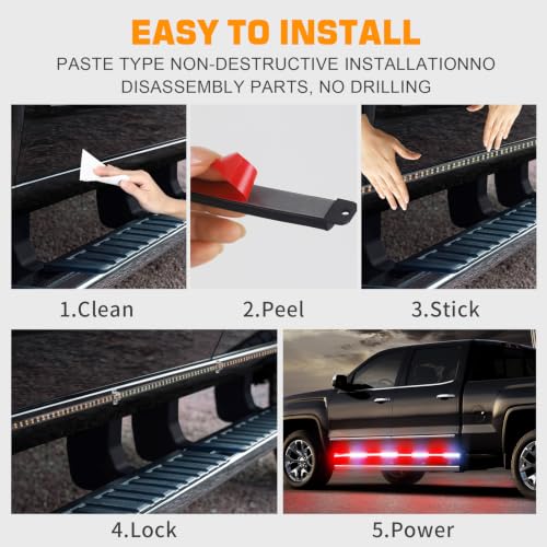 XRIDONSEN 2PCS 70 inch Running Board Lights, 864 LED Strobe Lights - color: Red/White
