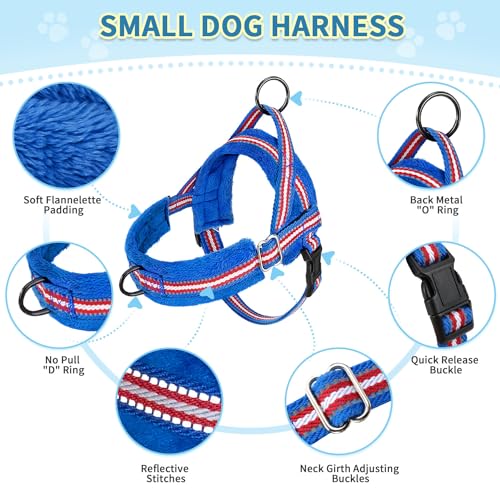 SlowTon No Pull Small Dog Harness and Leash Set with Front Clip - color: Dark Blue, size: X-Small