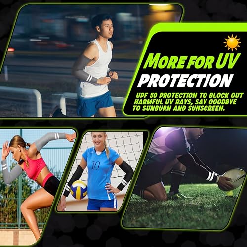 Geyoga 4 Pairs Arm Sleeves for Men Women - color: Black, Gray