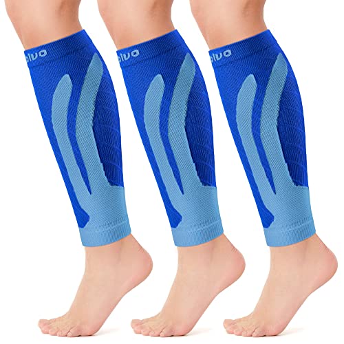 CAMBIVO Calf Compression Sleeve 3 Pairs Footless Compression Socks Running - color: Dark Blue, size: Large-X-Large