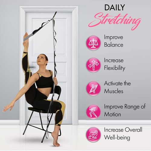 10-Loop Yoga Strap with Door Anchor for Stretching & Flexibility - color: Silvery Grey