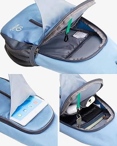 WATERFLY Sports Crossbody Sling Backpack Sling Bag Chest Bag Daypack for Cycling Hiking Running Men Women - color: Starry Night Light Blue
