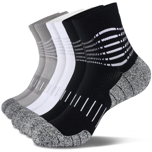 IRAMY Ankle Compression Socks for Men Plantar Fasciitis Relief 3/5 Pairs - color: X‑black+white+grey(3 Pairs), size: X-Large