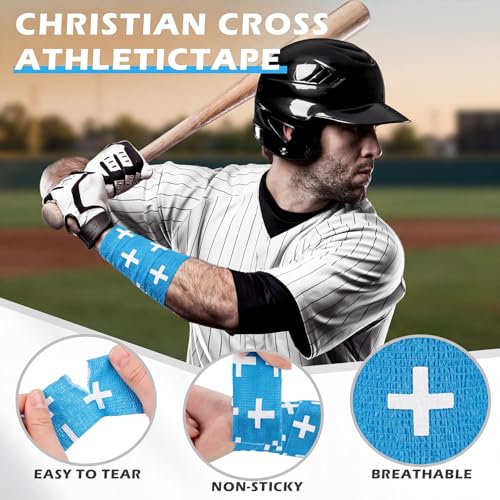 TrelaCo 2 Pack Cross Athletic Tape 2 in x 15 FT Self Adherent Wrap, Blue - color: Blue, size: Cross