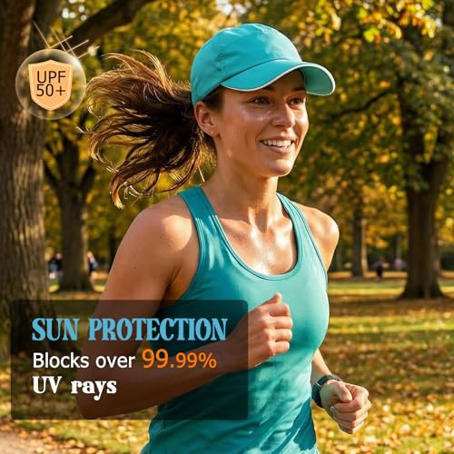 Waterproof Baseball Cap for Men Women UPF 50+ Quick-Dry Running Golf Hat - color: Light Aqua