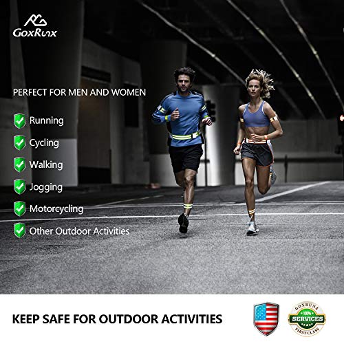 GoxRunx Reflective Bands Running Gear 6 Pack-Adjustable Reflective Armband Arm Wrist Ankle Leg Bands Reflectors -Reflective Tape Straps for Clothing Night Running Cycling Walking -Slap Bracelets - color: Orange