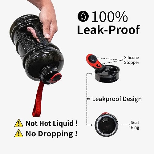 TOOFEEL 2.2 Liter Gym Water Bottle - 100% Leak Proof Big Sports Water Bottle Larger than 74 oz Water Bottle with Visible Volume for Drinking (74oz Transparent Black) - color: Transparent Black, style: 74 oz water bottle