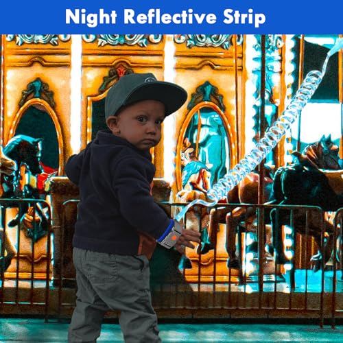 Accmor Anti Lost Wrist Link with Induction Lock, Upgraded Toddler Leash, Reflective Kids Wrist Leash for Baby, Child Walking Wristband Leashes with Magnetic Unlock Design for Boys, Dark Blue (6.5ft) - color: Dark Blue