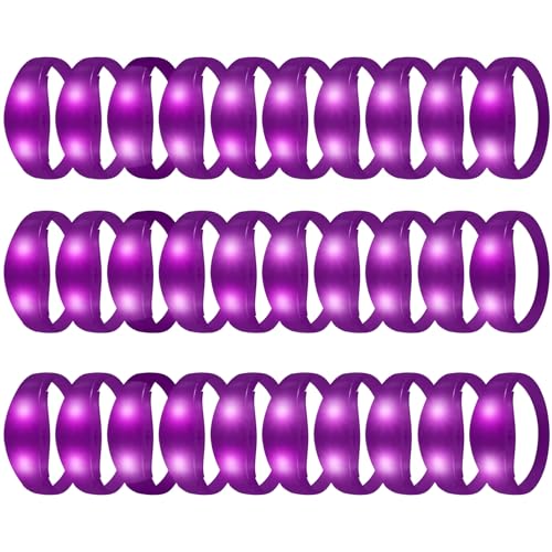 12 Pcs LED Glow Bracelets Sound Activated Flashing Light Up Bracelet for New Years Eve Glow in the Dark Party Supplies Christmas Party Favors Birthday Gift Carnival Concerts Night Events - color: Purple