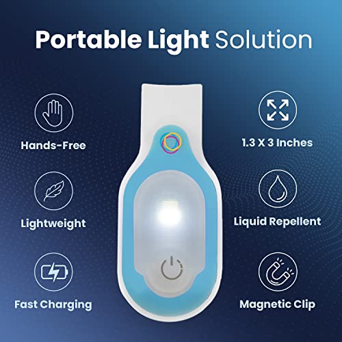 Clipglow Nurse Light Clip On Nursing Night Shift Light, Bright, Lightweight Magnetic, Portable, USB Rechargeable Flashlight for Badge, 8-10 Hours Battery, 4 Light Settings 10-25 Lumens Nurse Gift|Blue - color: Blue