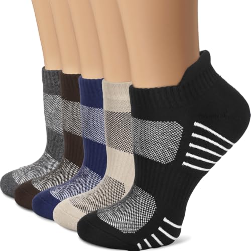 Iseasoo Ankle Compression Socks for Women Men, 5 Pairs Copper Running Socks - color: A10 - Multicoloured, size: Small-Medium